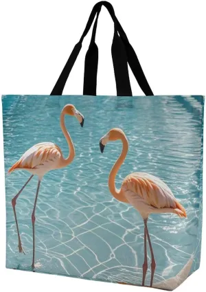 Angel with Blue Wings Tote Bags, Reusable Grocery Bags, Large Shopping Bag, Shoulder Bag for Women