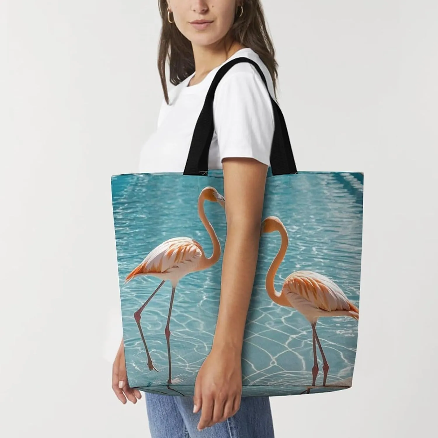 Angel with Blue Wings Tote Bags, Reusable Grocery Bags, Large Shopping Bag, Shoulder Bag for Women