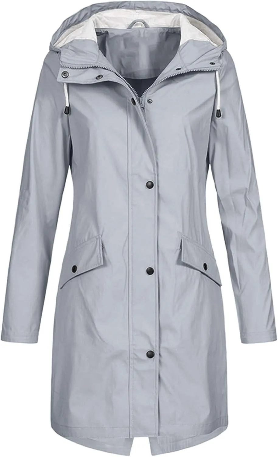 Aniywn Long Rain Jacket Women Lightweight Rain Coat Hooded Active Outdoor Jackets Zipper Waterproof Windbreaker Coat Women