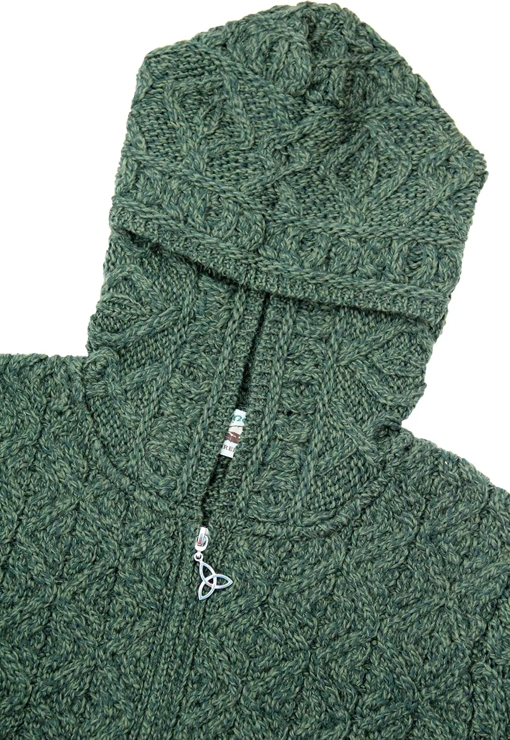 Aran Crafts Women's Soft Cable Knit Honeycomb Hood Cardigan (100% Merino Wool)