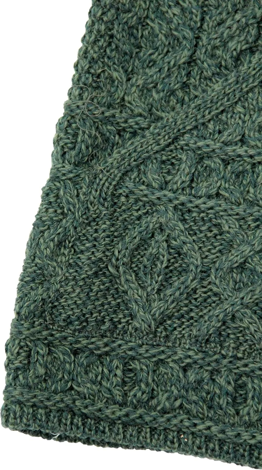 Aran Crafts Women's Soft Cable Knit Honeycomb Hood Cardigan (100% Merino Wool)