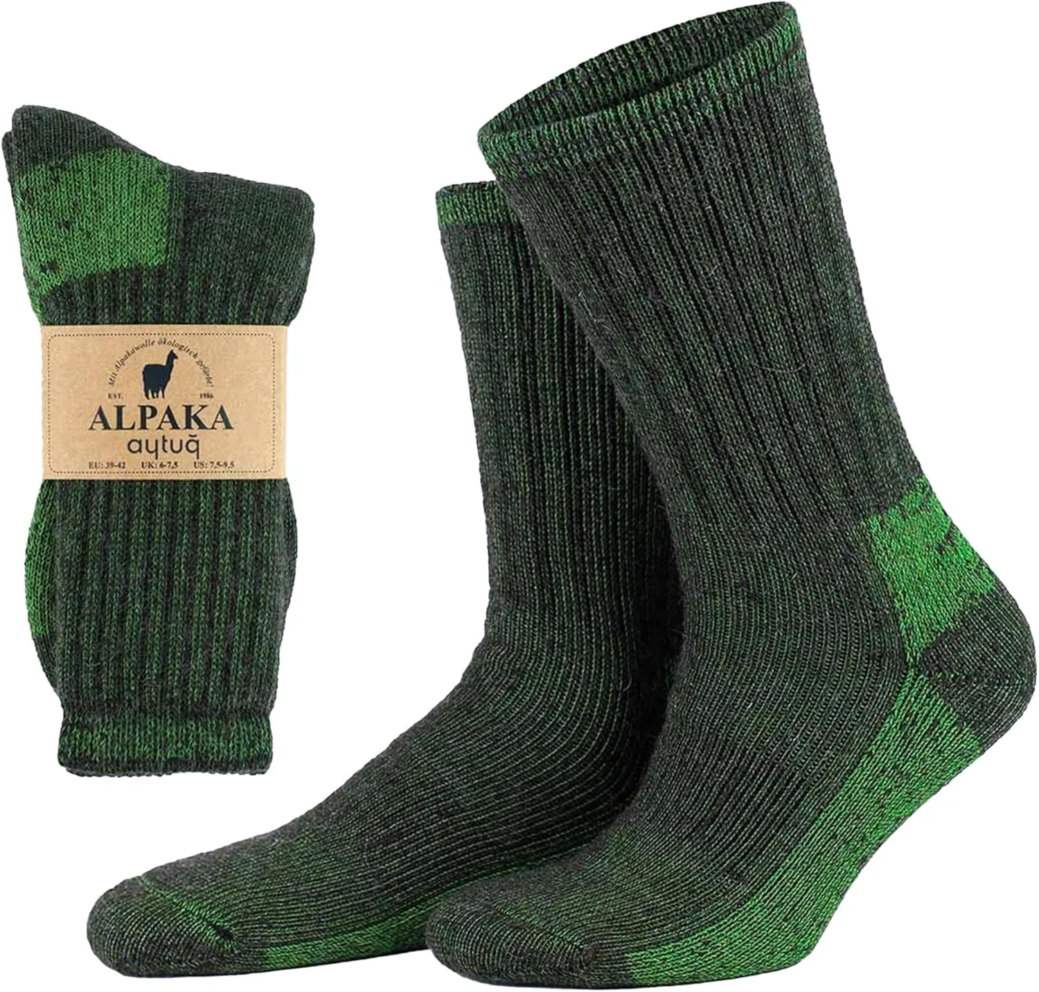 Aytu Alpaca Socks - Men & Women Thermal Socks, Alpaca Wool, Cushioned Terry Interior, 1 Pair