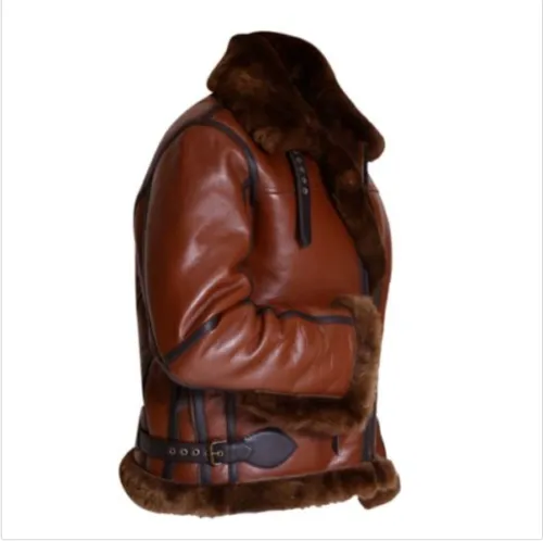 B3 Brown Leather Brown Fur Aviator Jacket