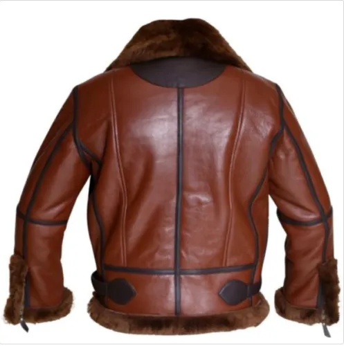 B3 Brown Leather Brown Fur Aviator Jacket