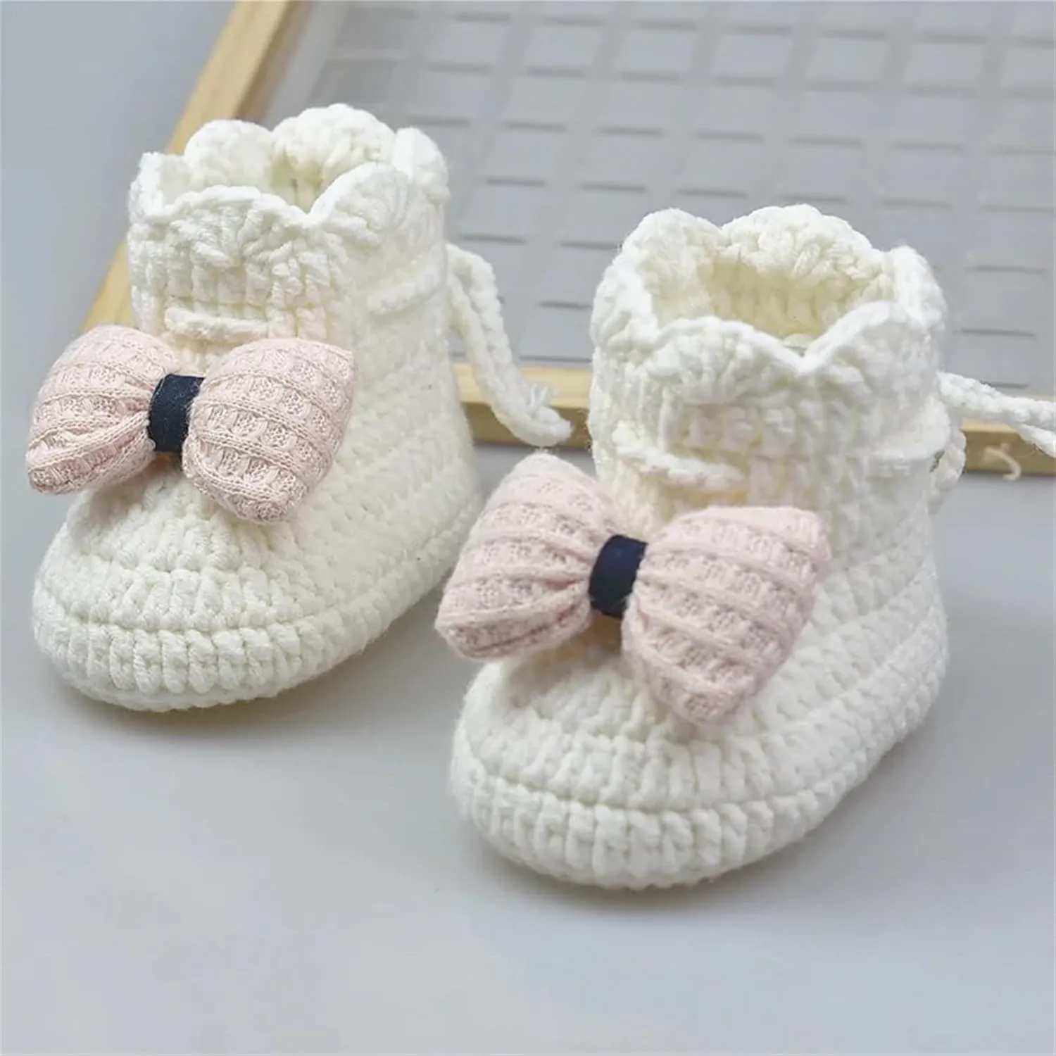 Baby Booties Newborn Walking Shoes Infant Hand Crochet Knit Cotton Sock Booties Soft Cozy Socks Slippers Indoor House Shoes for Baby Girl