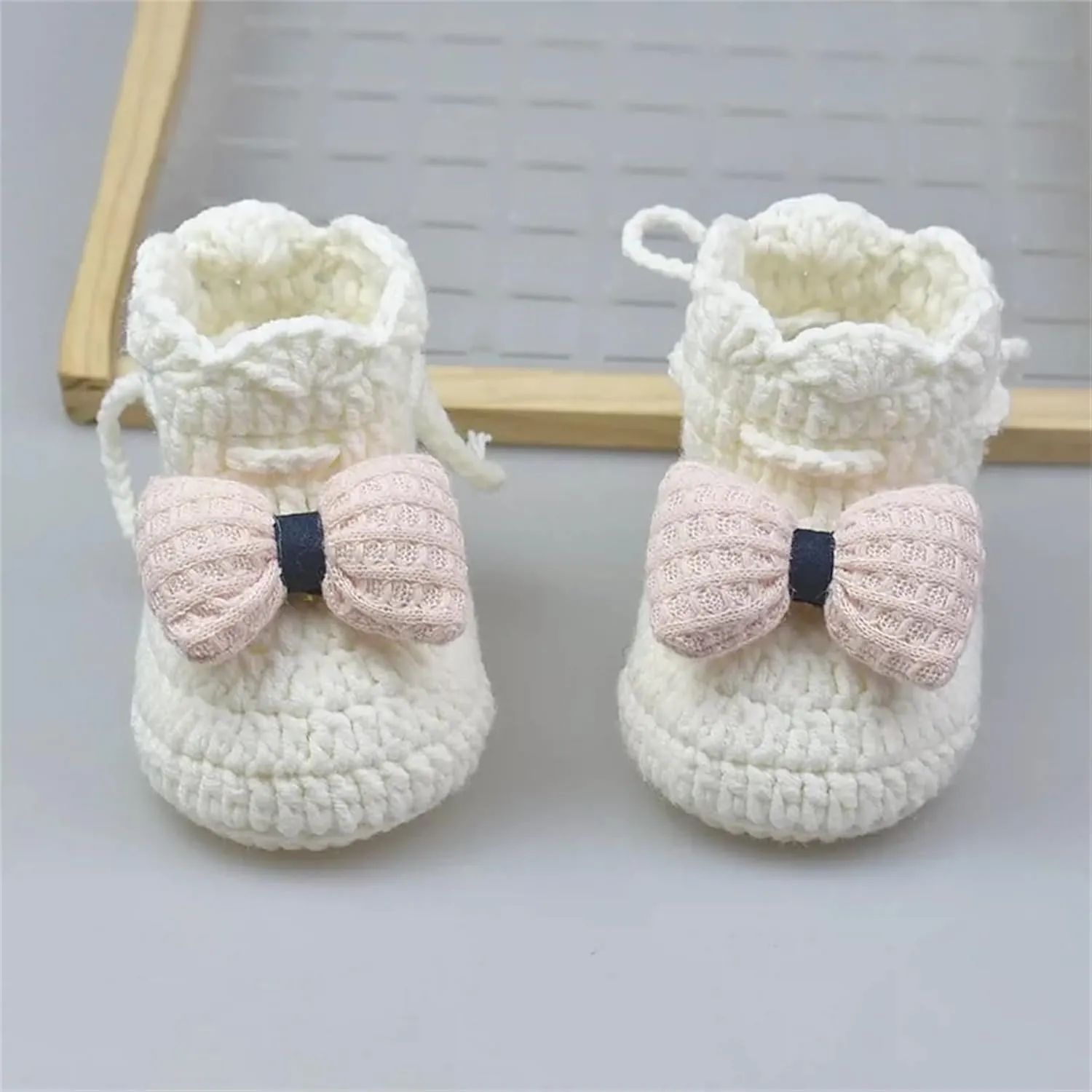 Baby Booties Newborn Walking Shoes Infant Hand Crochet Knit Cotton Sock Booties Soft Cozy Socks Slippers Indoor House Shoes for Baby Girl