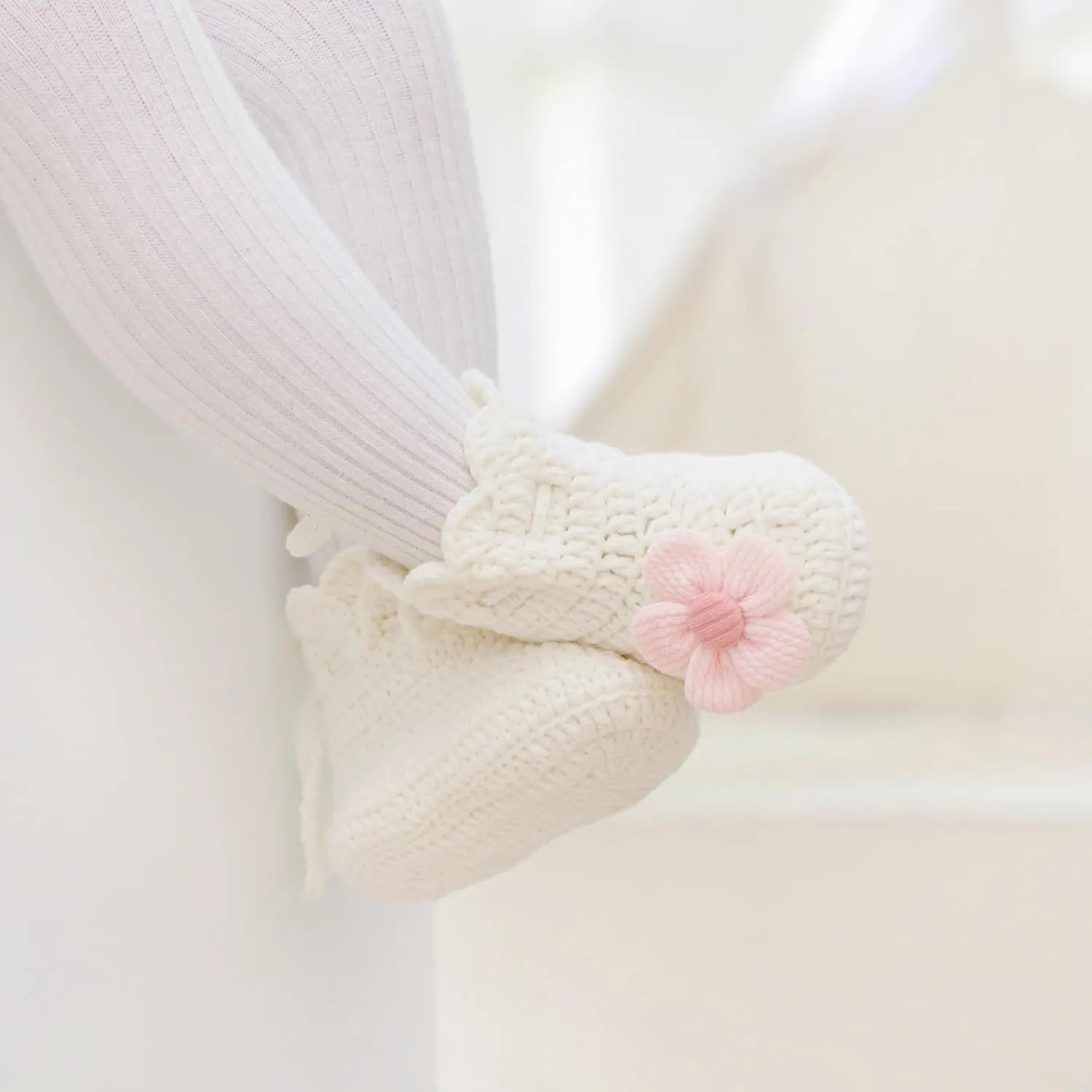 Baby Booties Newborn Walking Shoes Infant Hand Crochet Knit Cotton Sock Booties Soft Cozy Socks Slippers Indoor House Shoes for Baby Girl