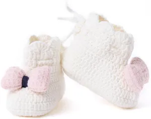 Baby Booties Newborn Walking Shoes Infant Hand Crochet Knit Cotton Sock Booties Soft Cozy Socks Slippers Indoor House Shoes for Baby Girl