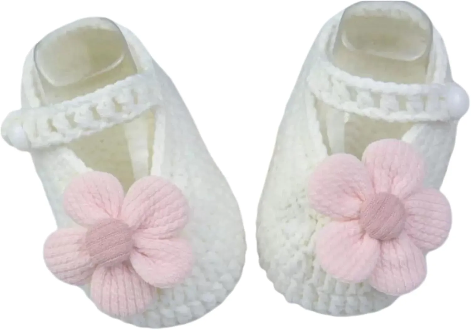Baby Girls Toddler Slippers Mary Jane Hand Knitting Crochet Shoes Soft Cozy Sock Slippers Newborn First Indoor Walking Shoes for Baby Girls