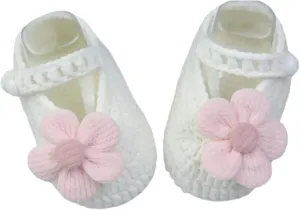 Baby Girls Toddler Slippers Mary Jane Hand Knitting Crochet Shoes Soft Cozy Sock Slippers Newborn First Indoor Walking Shoes for Baby Girls