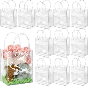 BadenBach 24 PCS Mini Clear Gift Bags with Handle,5.1" x 5.9" x 2.8", Transparent Small Plastic Gift Wrap Bags Bulk Reusable Clear Party Favor Goodie Bag for Boutique Wedding Birthday Mother's Day