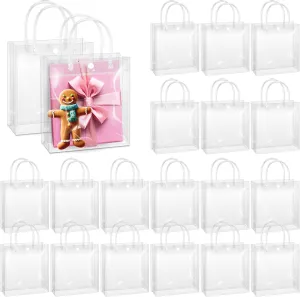 BadenBach 48PCS Small Clear Gift Bags with Handle,5.1" x 5.9" x 2.8",Mini Plastic Gift Bags Reusable Clear Goodie Bags Transparent Gift Wrap Bags for Party Favor Wedding Baby Shower Mother's Day