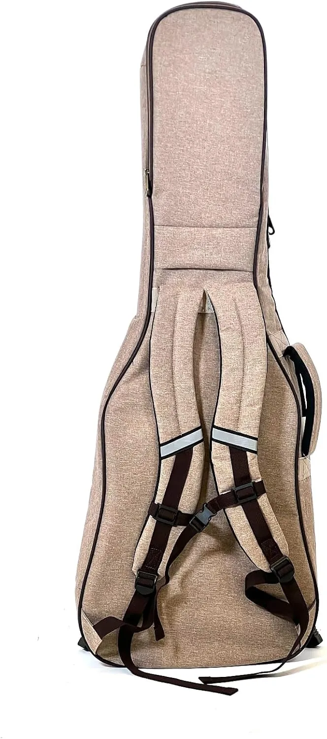 BARTON Electric Guitar Bag 15mm Padded Gig Bag Guitar Case 5 Pockets Quick Grip Handles Bag Dual Adjustable Shoulder Strap Electric Guitar Gig Bag Case (Tawny Brown)