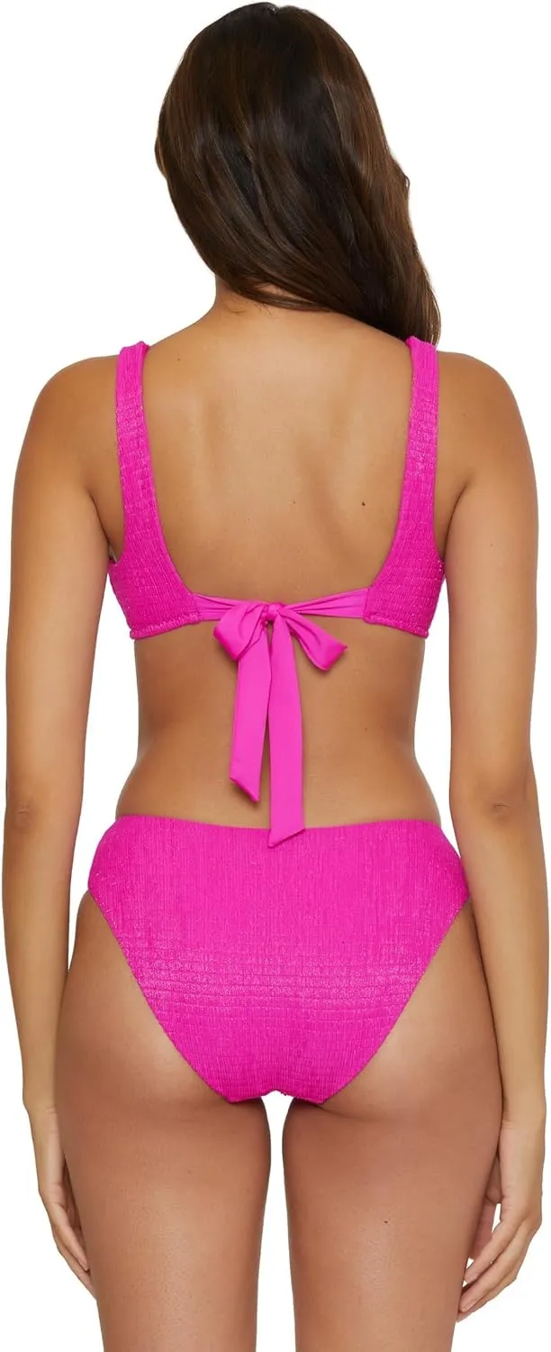 BECCA Women's Standard Luminous Scoop Neck Bikini Top, Adjustable, Tie Back, Swimwear Separates