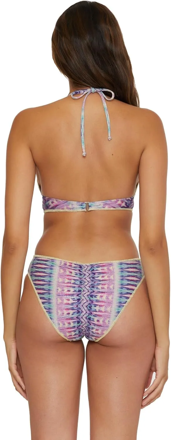 BECCA Women's Tulum Shirred Adela Hipster Bikini Bottom, Abstract Print, Cheeky Coverage, Swimwear Separates