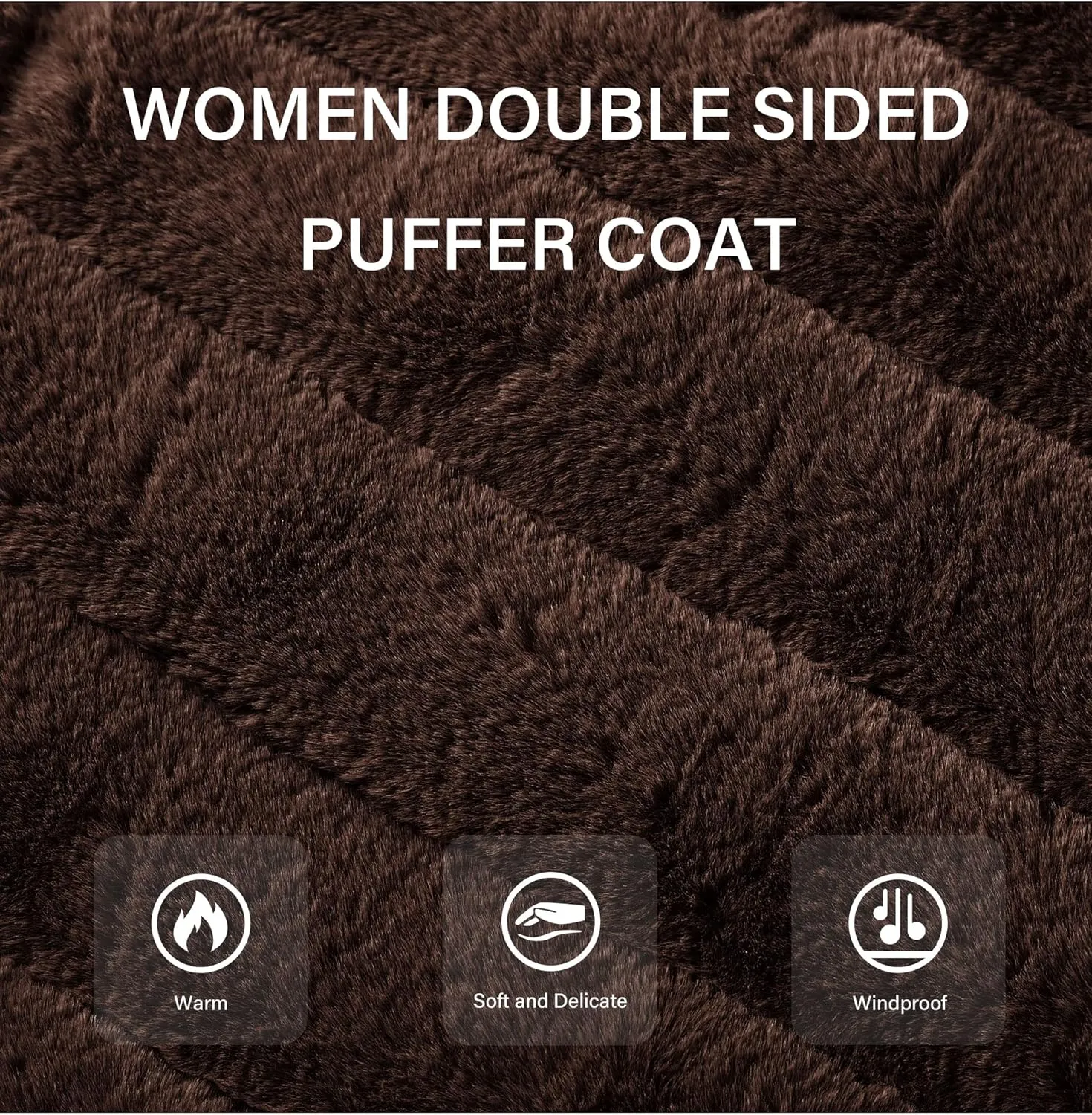 Bellivera Women Double Sided Faux Fur Jacket Spring and Winter Fashion Reversible Hood Puffer Coat with Fur Collar