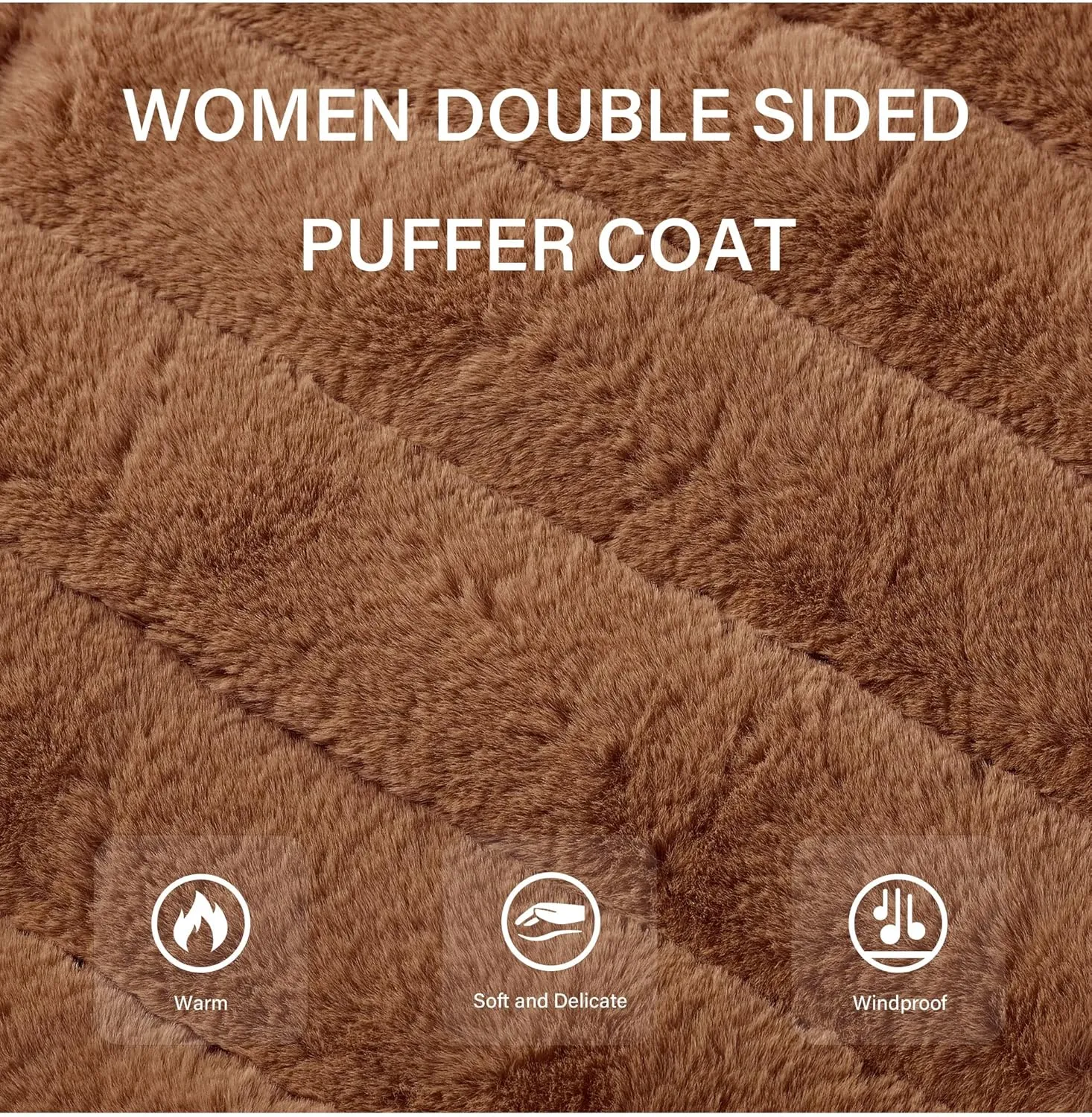 Bellivera Women Double Sided Faux Fur Jacket Spring and Winter Fashion Reversible Hood Puffer Coat with Fur Collar