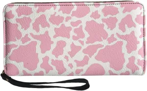 Binienty Womens Zipper Wallet, PU Leather Wristlet Purse, Zip Around Card Holder Organizer Clutch Handbag