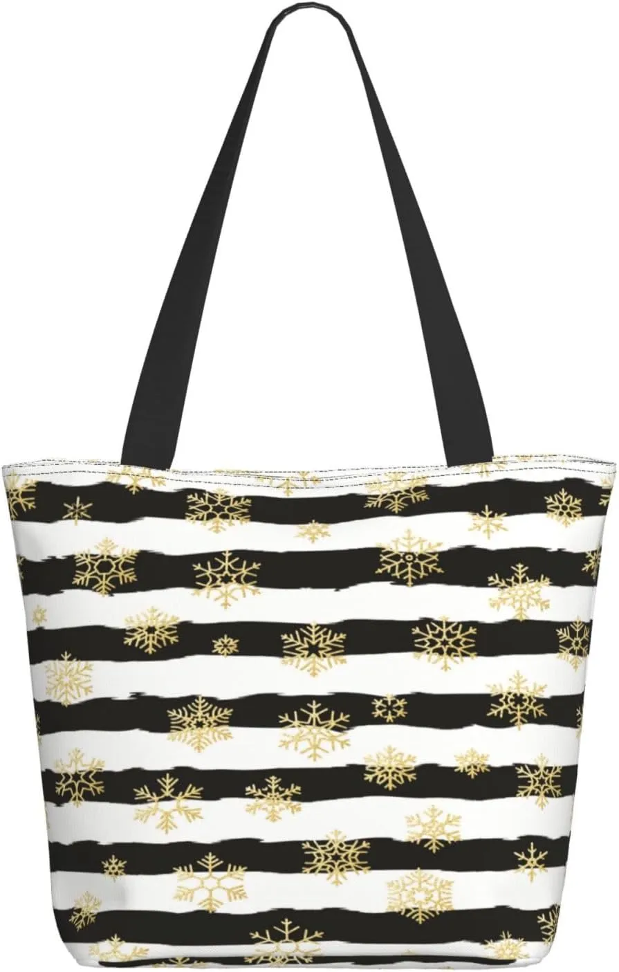 Black Geometric Tote Bag Women Reusable Shopping Bags Shoulder Bag Portable Storage HandBags