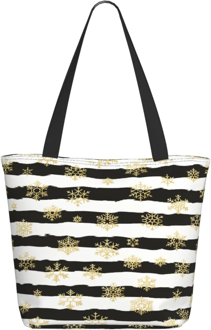 Black Geometric Tote Bag Women Reusable Shopping Bags Shoulder Bag Portable Storage HandBags