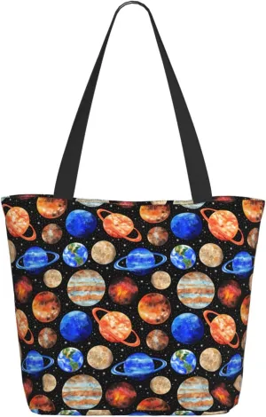 Black Geometric Tote Bag Women Reusable Shopping Bags Shoulder Bag Portable Storage HandBags