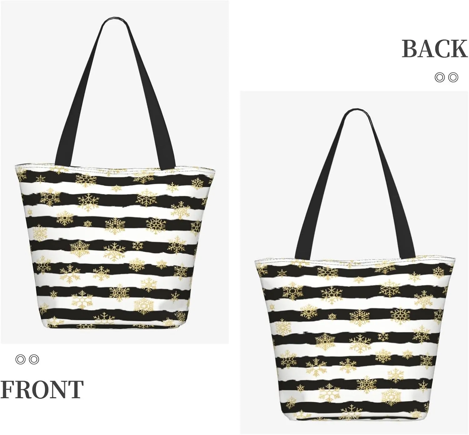 Black Geometric Tote Bag Women Reusable Shopping Bags Shoulder Bag Portable Storage HandBags