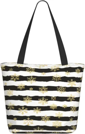Black Geometric Tote Bag Women Reusable Shopping Bags Shoulder Bag Portable Storage HandBags