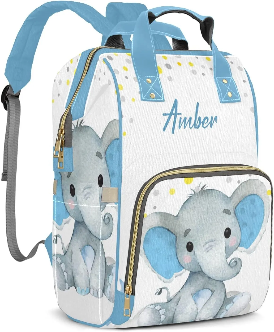 Blue Elephant Diaper Bags Customized Mummy Nursing Casual Daypack Hiking Camping Baby Bags for Mom