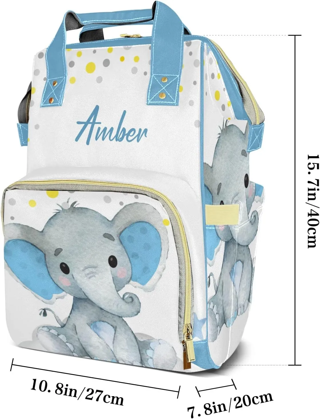 Blue Elephant Diaper Bags Customized Mummy Nursing Casual Daypack Hiking Camping Baby Bags for Mom