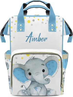 Blue Elephant Diaper Bags Customized Mummy Nursing Casual Daypack Hiking Camping Baby Bags for Mom