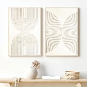Boho Mid Century Modern Geometric Wall Art - Neutral Boho Prints for Bedroom - 16x24inch No Frame