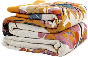 Boho Throw Blanket 100% Cotton Ultra Soft Bed Throw Large Summer Blanket Floral Bird and Butterfly Farmhouse Decor Bed Blankets,60"×80" All Season Blankets for Sofa Couch Chair