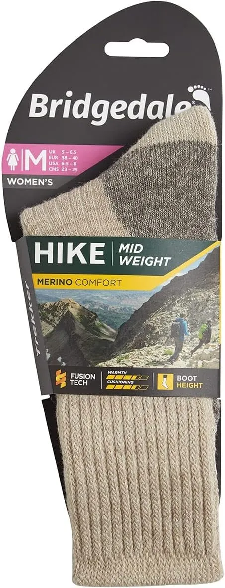 Bridgedale Women's Hike Midweight Boot Height-Merino Comfort Socks