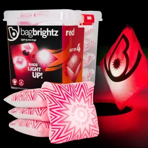 Brightz BagBrightz LED Cornhole Bags, 4-Pack - Cornhole Bean Bags That Light Up - Next Level Gameplay Experience! - 6  Hours of Glow Time - Sold in Packs of 4 - Select Your Team Colors!