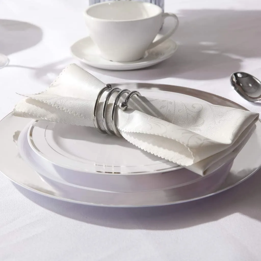 bUCLA 100Pieces Silver Plastic Plates - 10.25inch Silver Rim Disposable Dinner Plates - Ideal for Weddings, Parties&Christmas