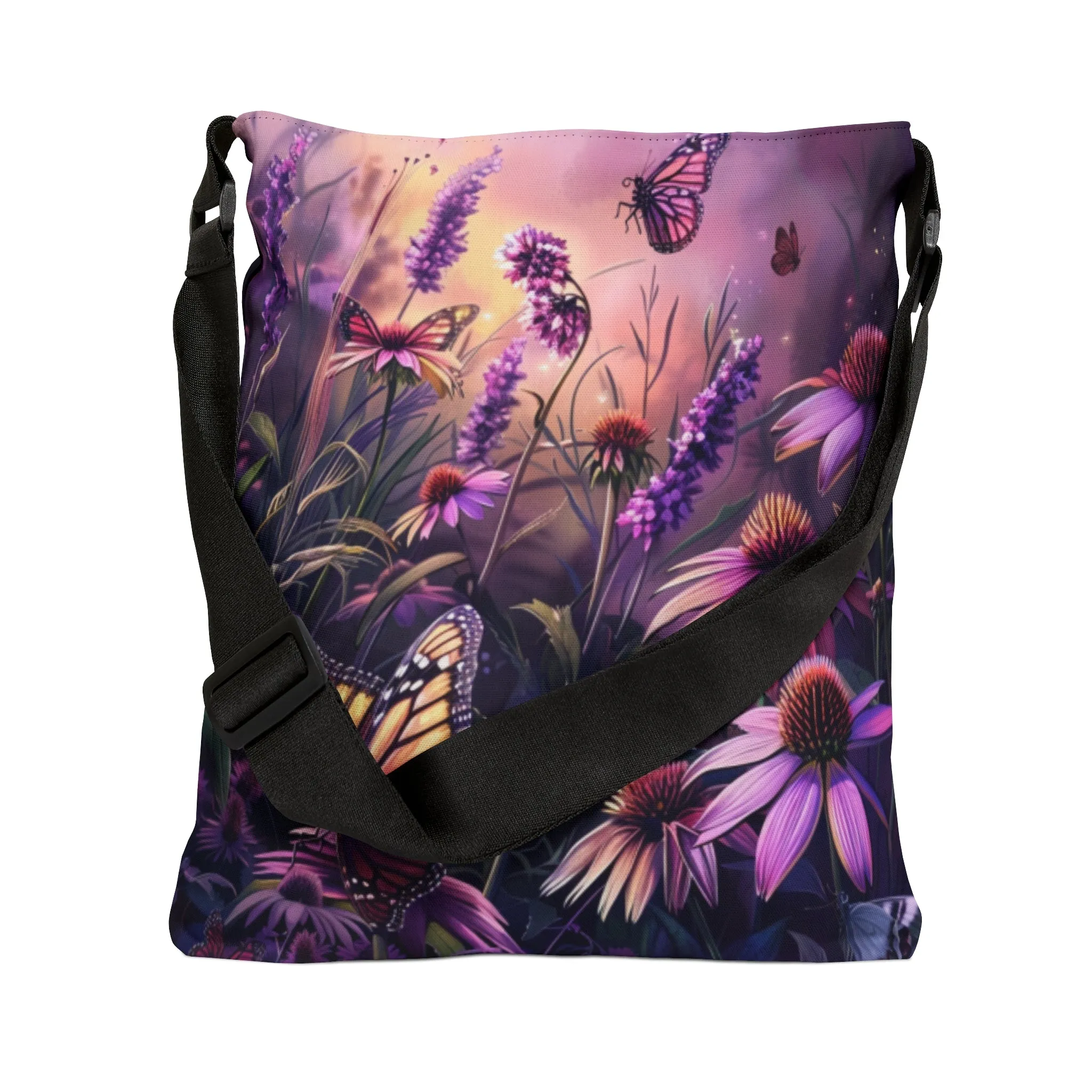 Butterfly Flowers Adjustable Tote Bag