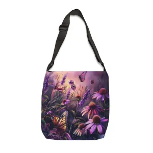 Butterfly Flowers Adjustable Tote Bag