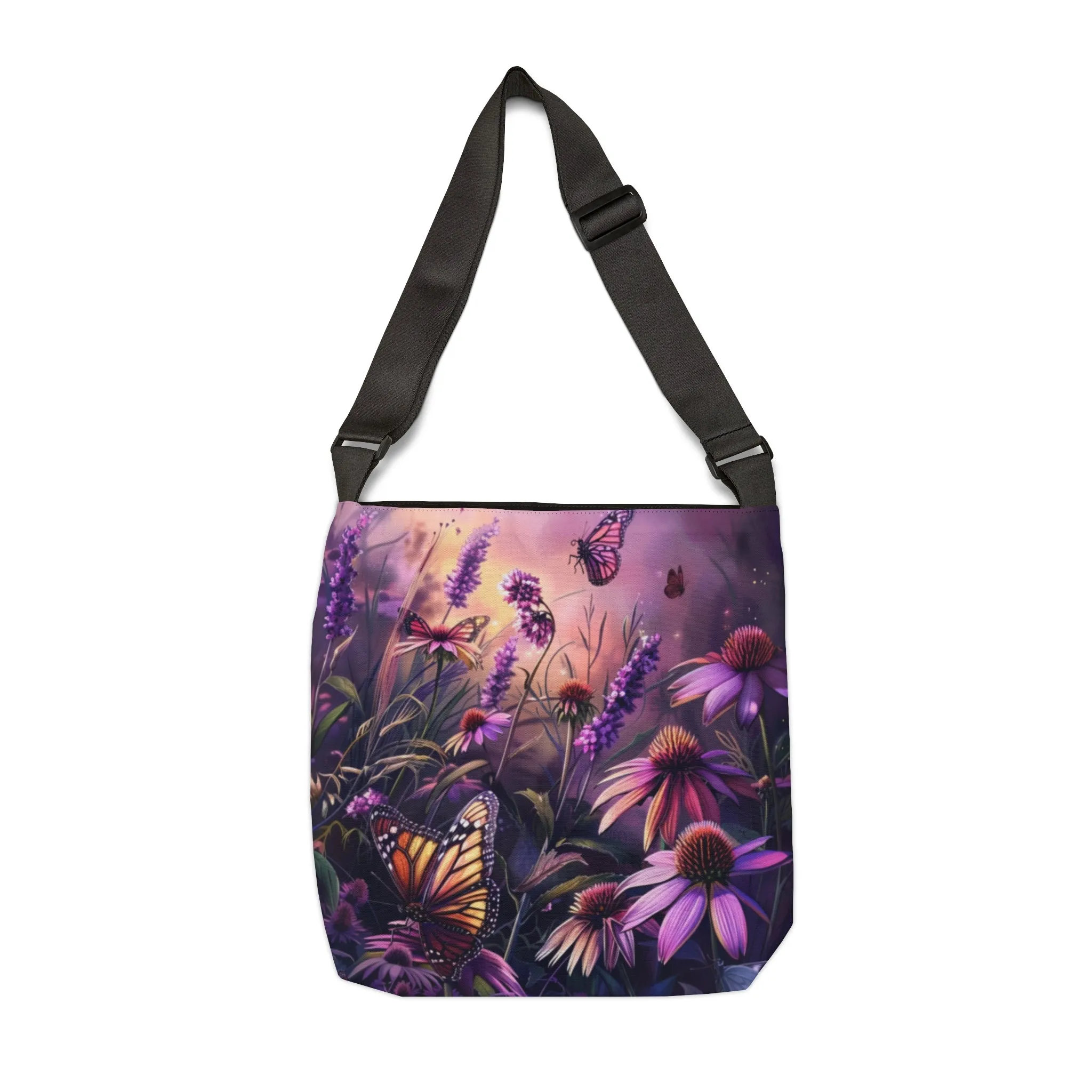 Butterfly Flowers Adjustable Tote Bag