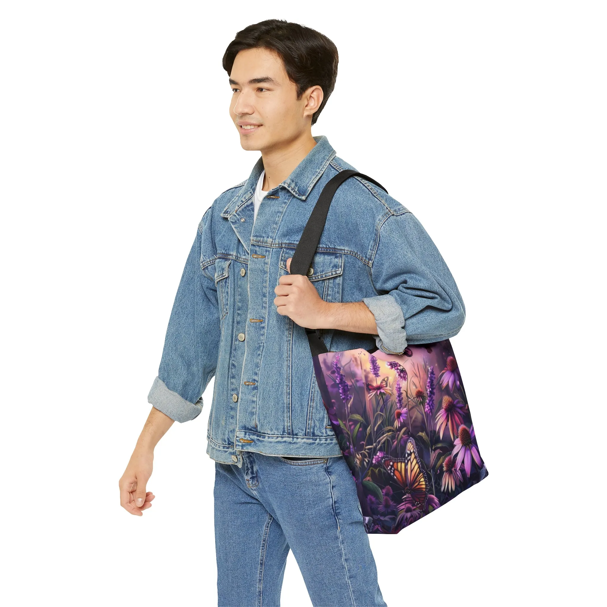 Butterfly Flowers Adjustable Tote Bag