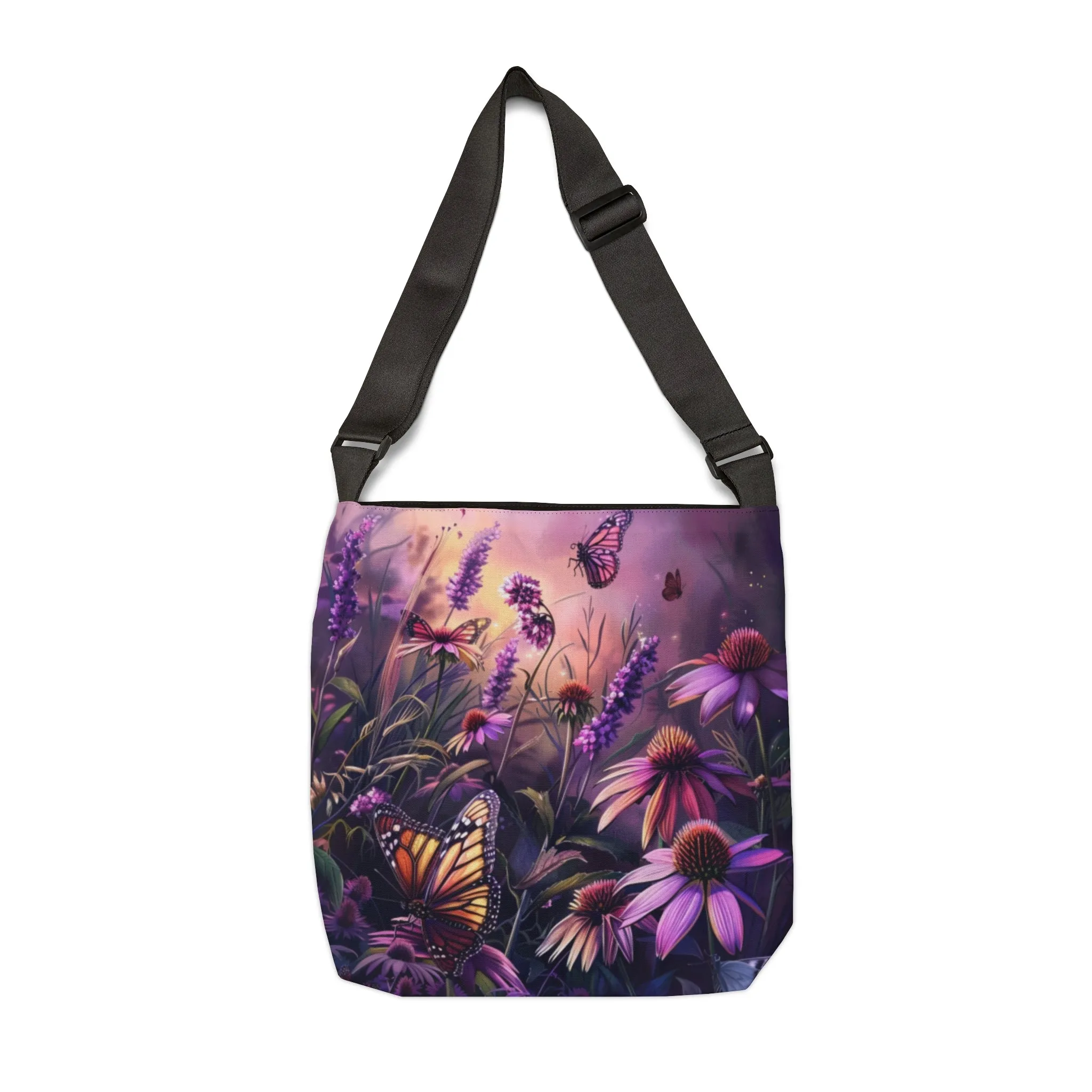 Butterfly Flowers Adjustable Tote Bag