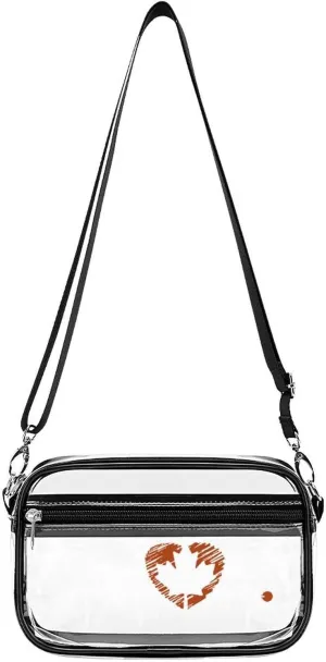 Canada Day Heartbeat Fashion Clear Crossbody Bags Stadium Approved Shoulder Purse for Concerts Sports Events Festival