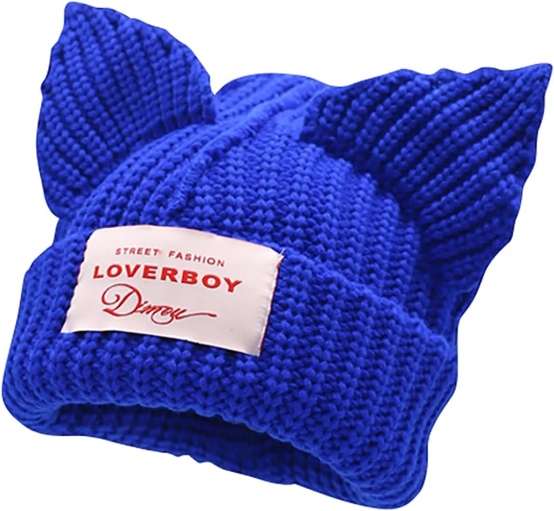 Cat Ear Hat Cute Beanie Hat Knit Wool Cap Warm Slouchy Crochet Hat
