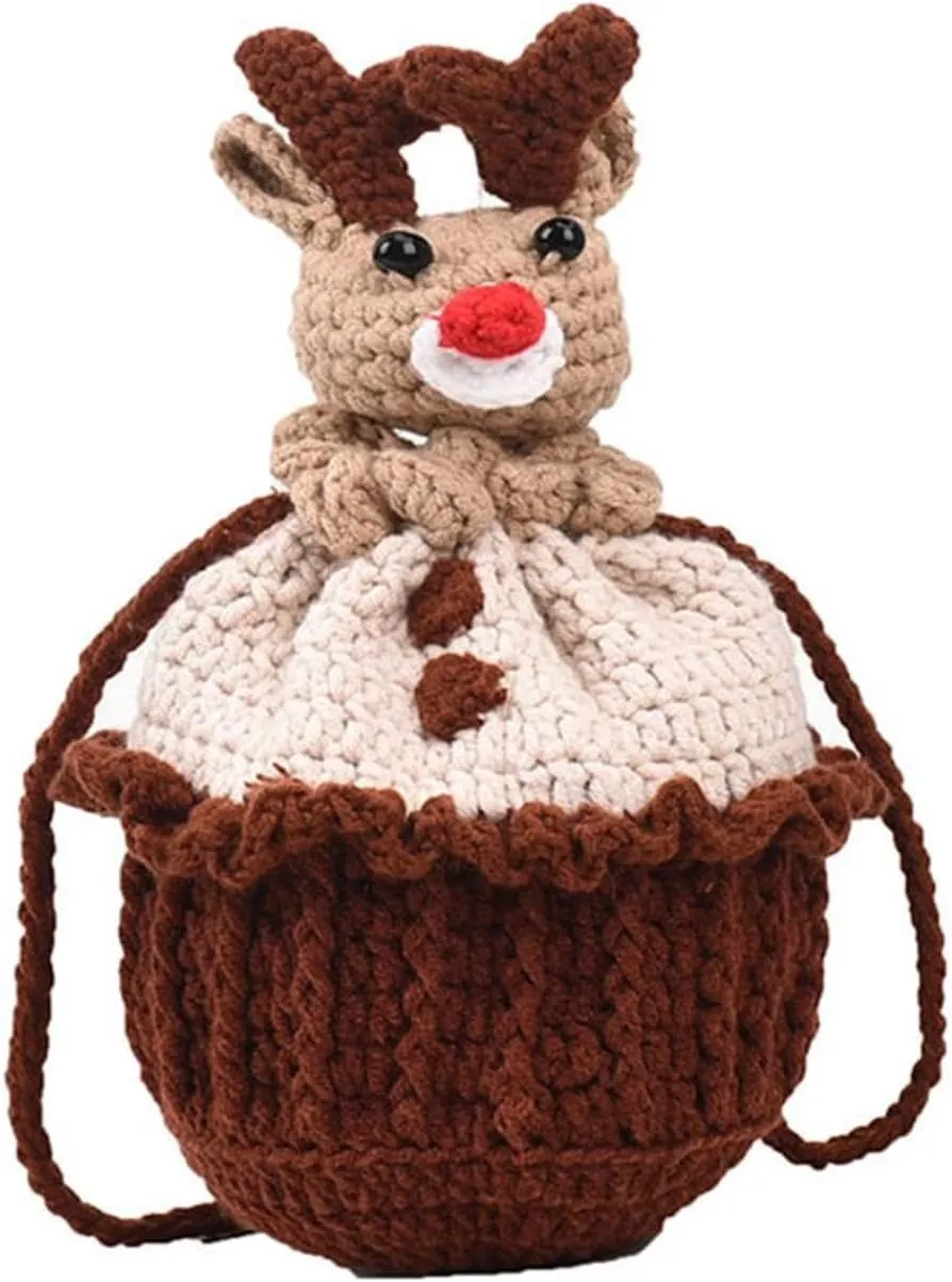 Christmas Purses for Women Crochet Bags Handmade Purses Cute Novelty Christmas Tree Star Handbag Mini Woven Crossbody Bags