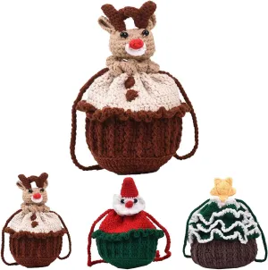 Christmas Purses for Women Crochet Bags Handmade Purses Cute Novelty Christmas Tree Star Handbag Mini Woven Crossbody Bags