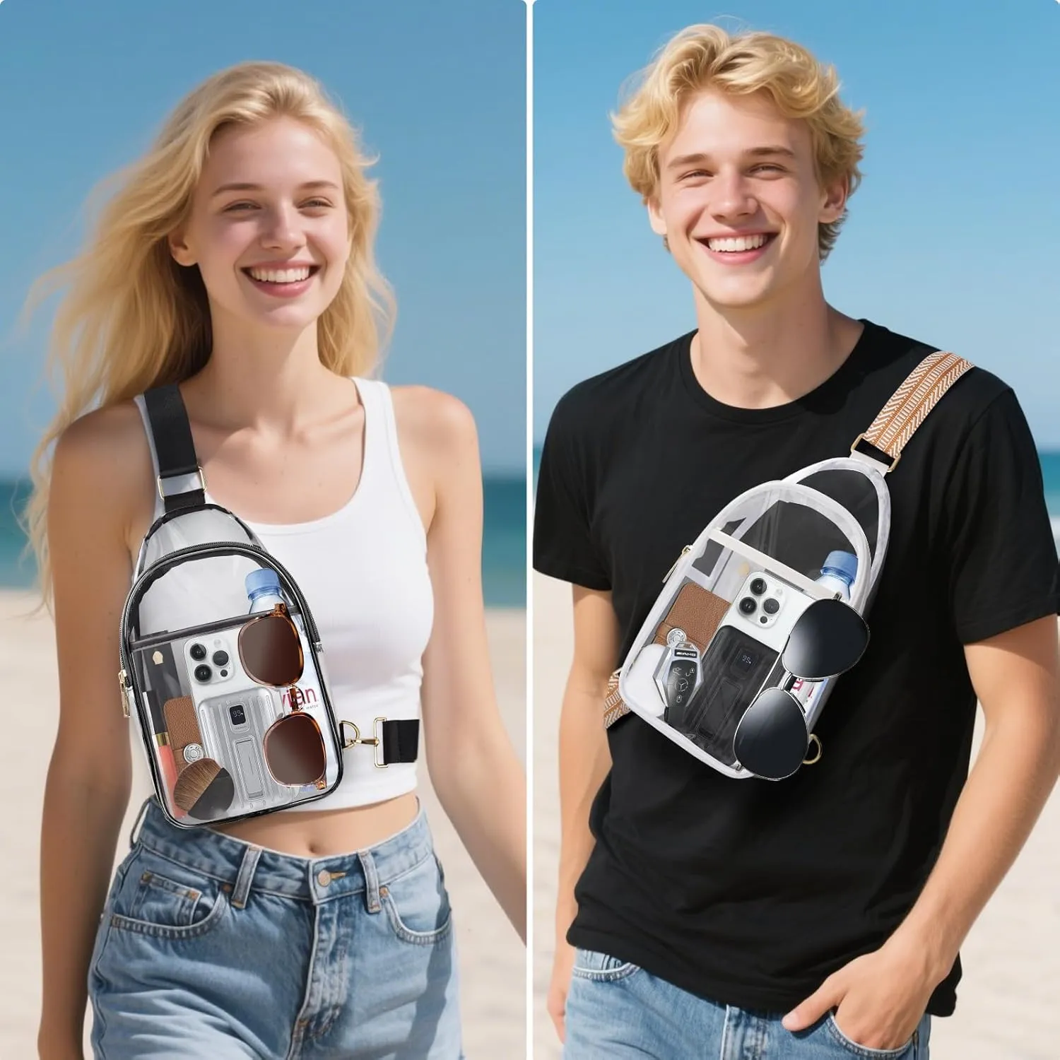Clear Bag for Stadium Events, Clear Crossbody Bags for Women Men with Adjustable Strap for Sport Concert
