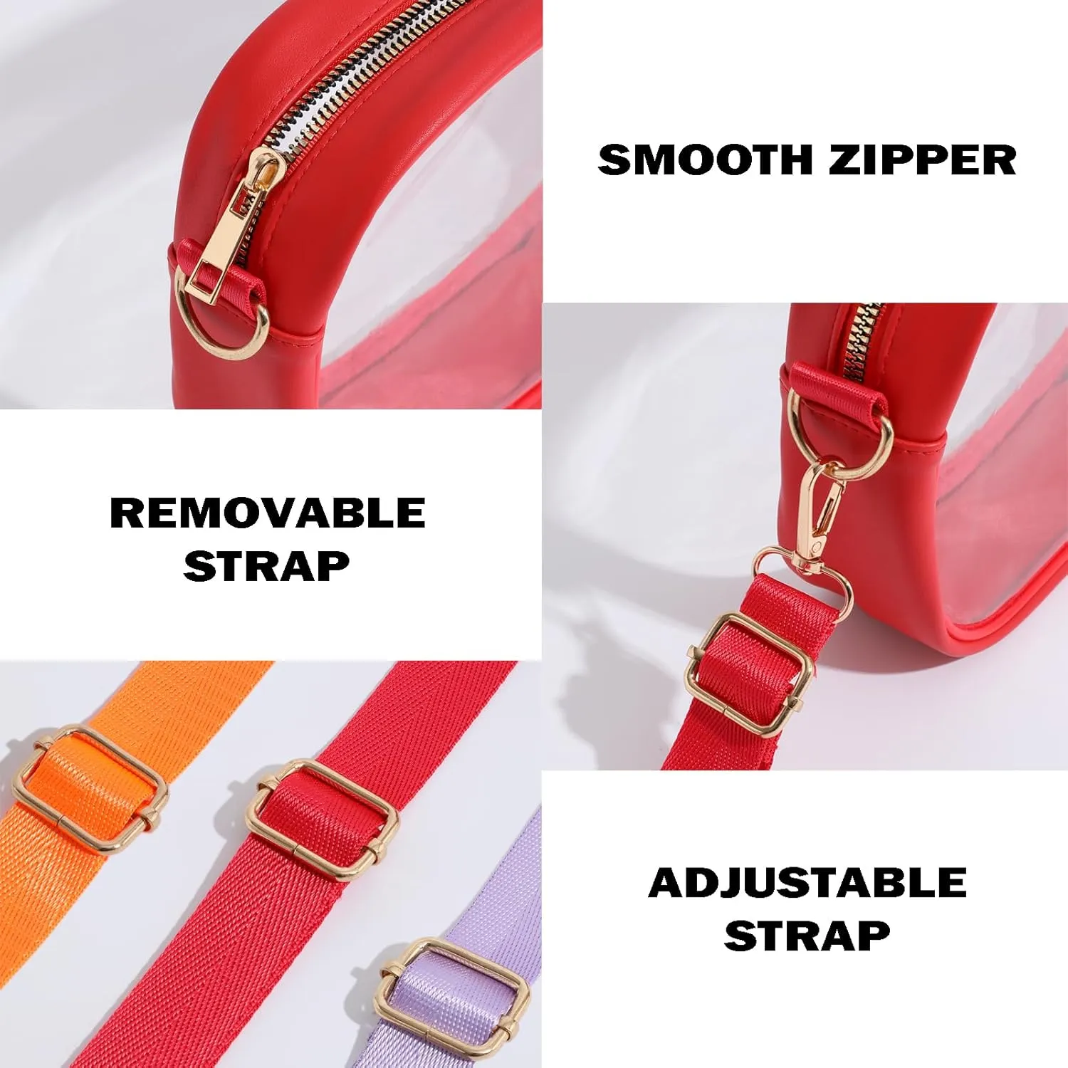 Clear Bag for Stadium Events, Clear Purse for Women Stadium Approved Crossbody, Concert Bag with Adjustable Strap
