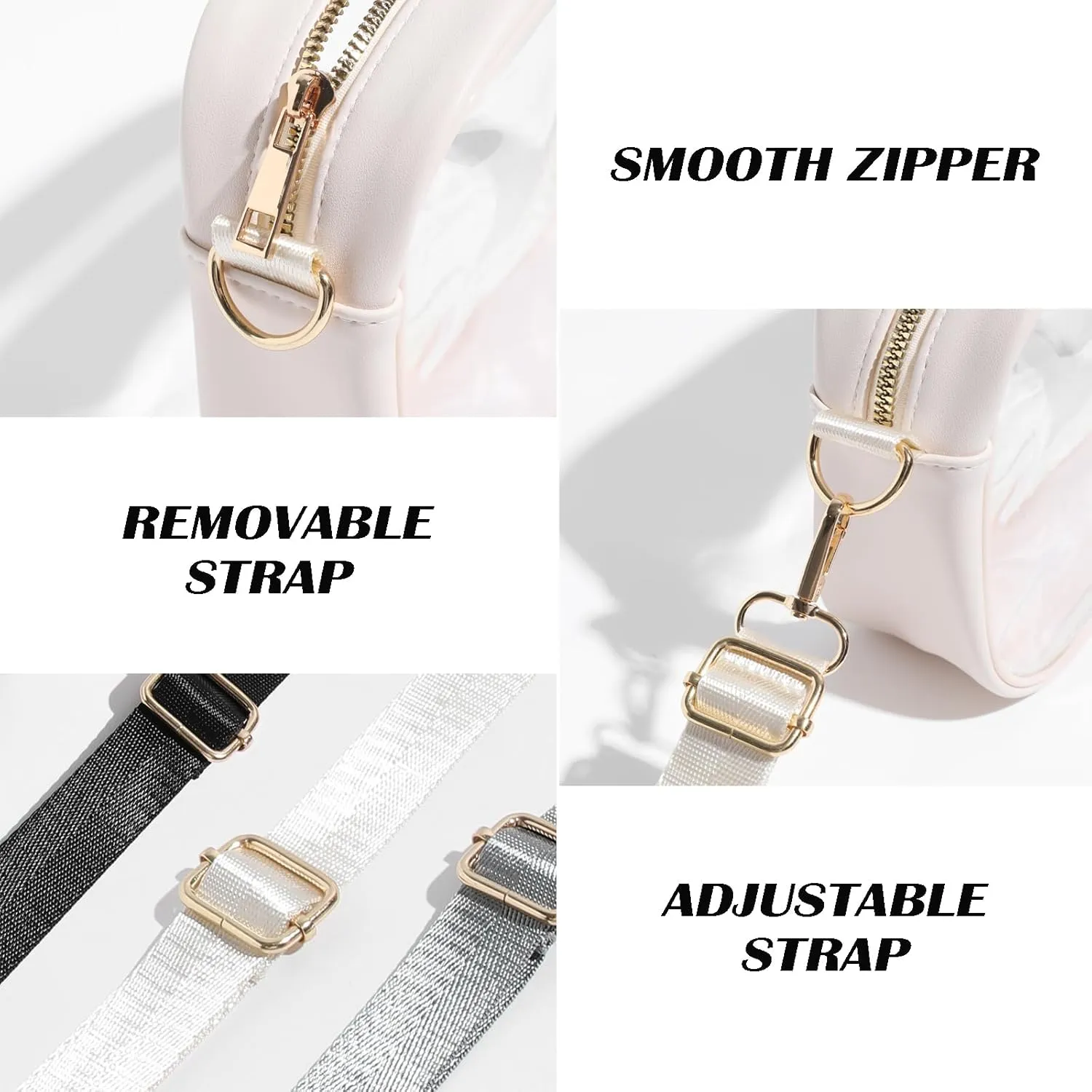 Clear Bag for Stadium Events, Clear Purse for Women Stadium Approved Crossbody, Concert Bag with Adjustable Strap