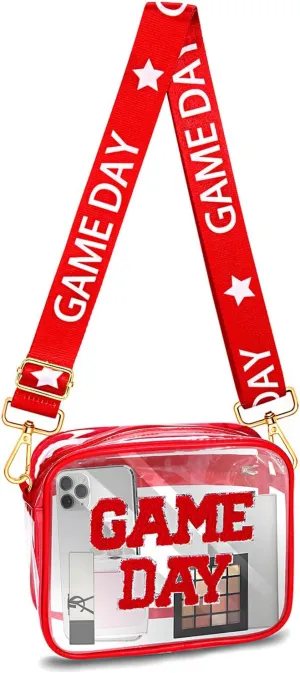 Clear Bag for Stadium Events Game Day Stadium Approved Crossbody Clear Bag Purse with Letter Patch for Concert Sports Events
