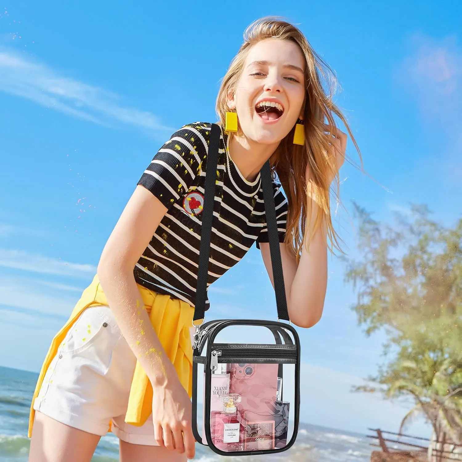 Clear Bag for Stadium Events Men&Women Clear Crossbody Bag Stadium Approved Clear Purse Bag Waterproof Clear Bag