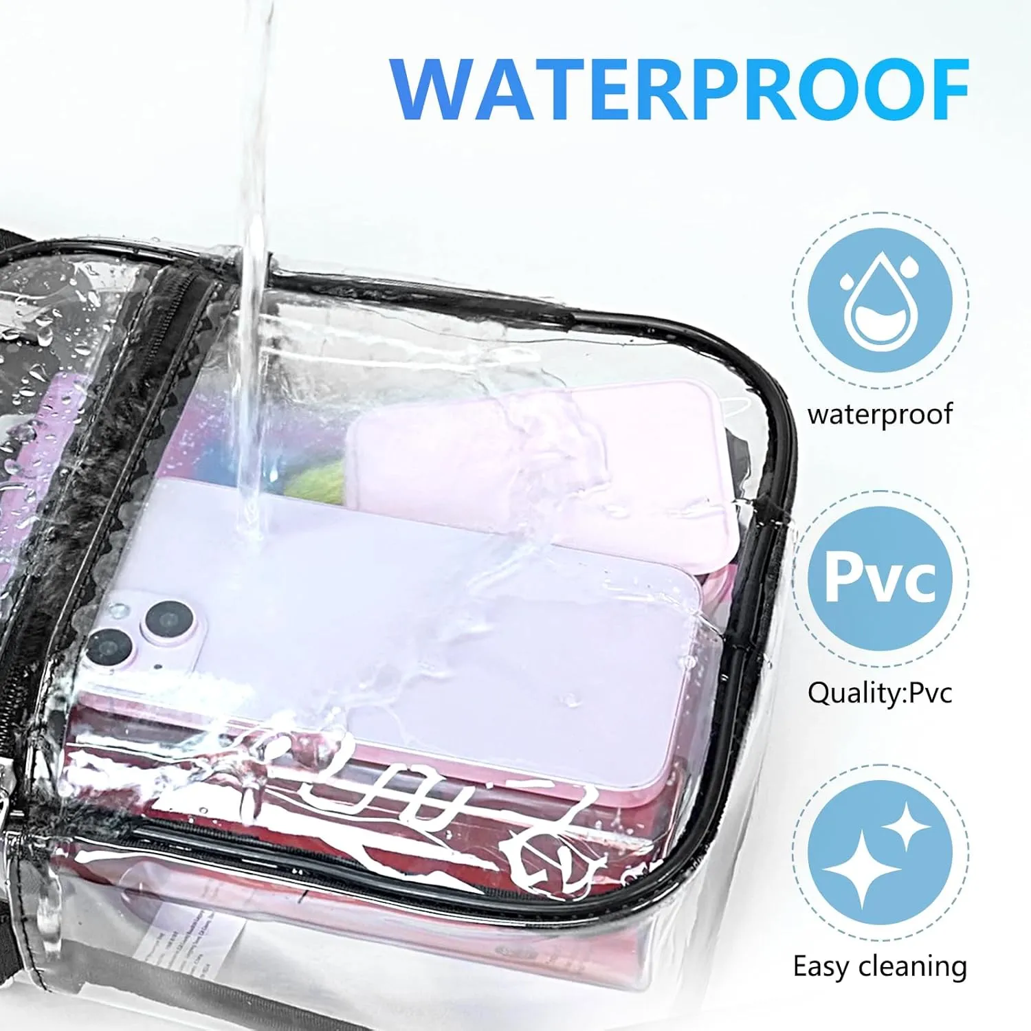 Clear Bag for Stadium Events Men&Women Clear Crossbody Bag Stadium Approved Clear Purse Bag Waterproof Clear Bag